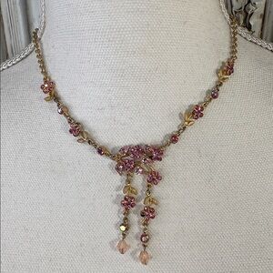 Elegant Pink and Gold Floral Necklace